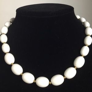 Monet necklace white bead, gold tone beaded